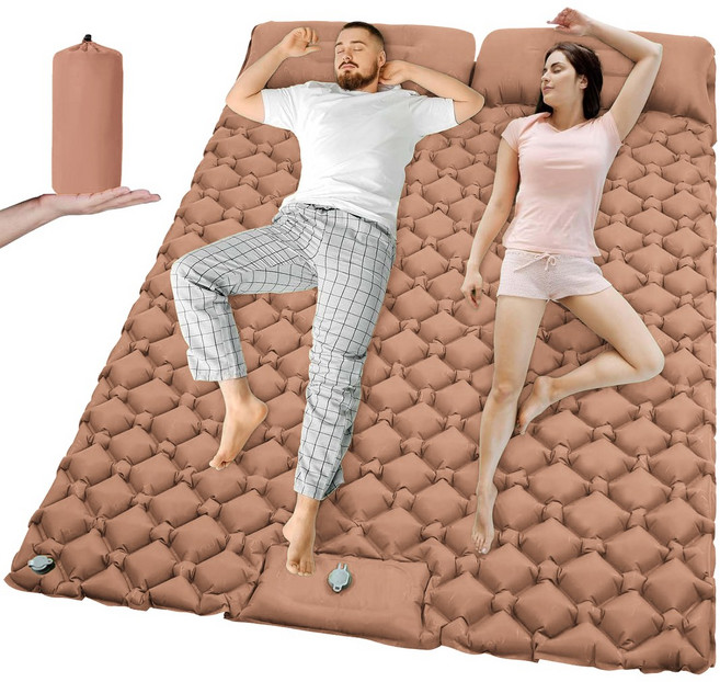 야외 캠핑용 더블 에어매트리스 자동차 접이식 패드 여행용 초경량 초광폭 침대 매트 수면, T2312Desert yellow