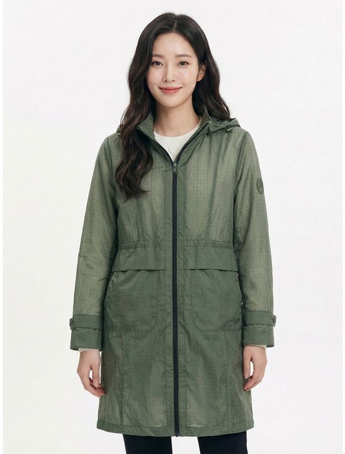 크로커다일레이디 카키 후드 탈부착 허리 스트링 점퍼 CLCMJP205
