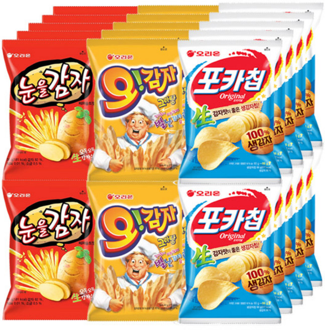 오리온 미니스낵 3종(포카칩 오리지널10+눈을감자10+오감자그라탕10)