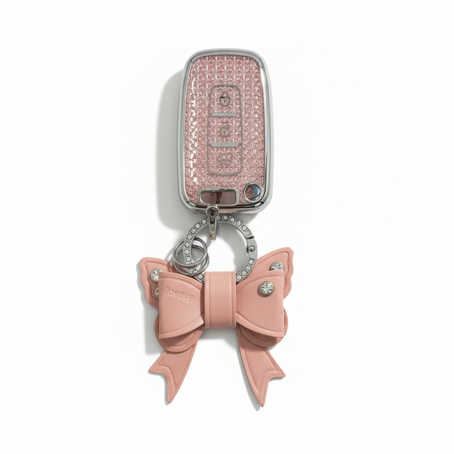 어니트 기아 호환 크리스탈 차키케이스 자동차 키링 키홀더, KH-02(3버튼), 핑크