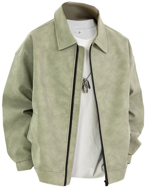 휠렉스 남성 봄 루즈핏 캐주얼 가죽 재킷 Y1358