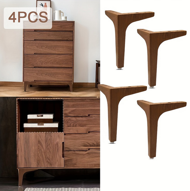 가구이동호두나무 가구 다리 캐비닛 소파 앤티크 금속 디자인 확장 17cm 4 개, 01 Walnut wood 17cm 4pc