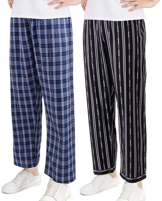캐리루시 남성용 더블체크 9부 순면 파자마 바지 2p