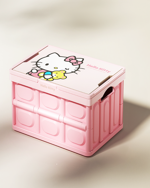 산리오 트렁크 정리함 차량 캠핑용 접이식 폴딩박스 국내배송, 헬로키티(핑크)