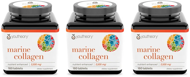 유씨어리 마린 콜라겐 Youtheory 콜라겐 2500mg 160정 X 3통 - 쿠팡