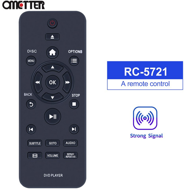 RC-5721 교체 원격 제어 Philips DVD 플레이어와 호환, 1개
