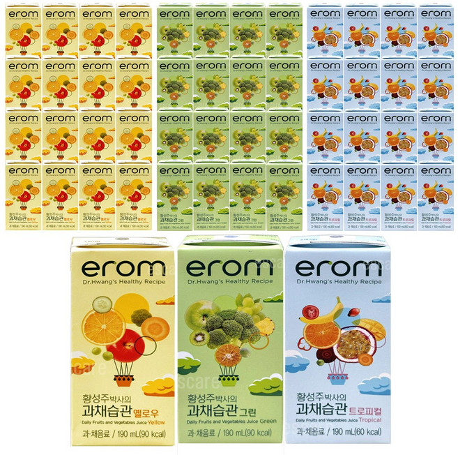 이롬 과채습관 옐로우+그린+트로피컬, 190ml