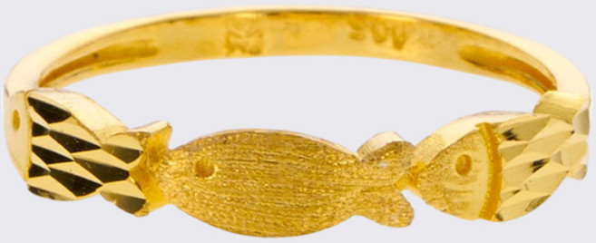 뷰띵 24K 순금 1.875g 럭키 물고기 반지