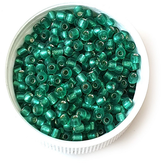 ALL 비즈 3mm 글래스 씨드비드 한팩 100g, 그린실버라인, 1개