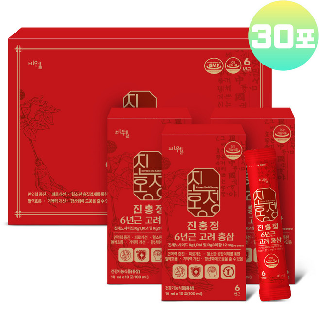 데일리 홍삼 스틱 선물세트 6년근 고려홍삼 정 진액 농축액 진세노사이드 Rg3 알지쓰리 식약처인증, 1세트, 10ml