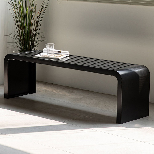 피피포피 컬러 야외벤치 실내벤치 공원 정원 철제 카페 대기 의자 놀이터 벤치의자, 블랙