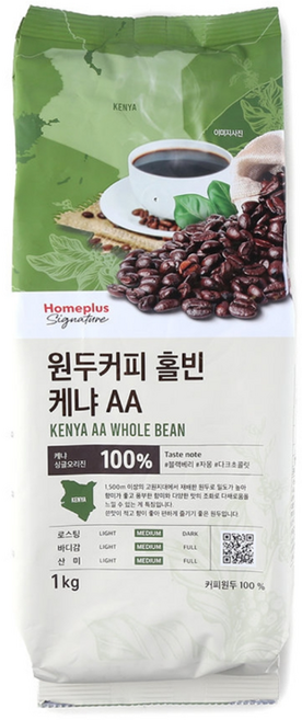 홈플러스시그니처 원두커피 홀빈 케냐 AA, 1kg, 1개