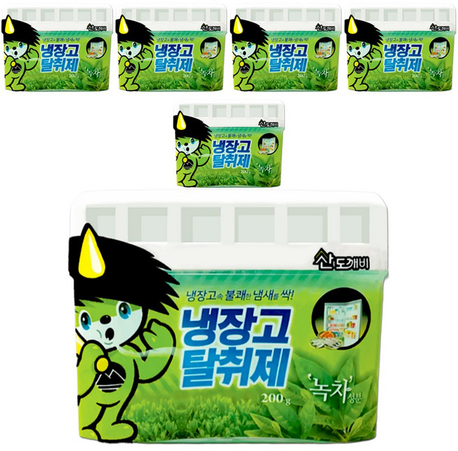 산도깨비 큰 냉장고 탈취제 본품 녹차, 200g, 6개