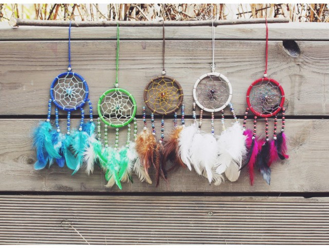 차량용 컬러풀 비즈 미니드림캐쳐, 그린