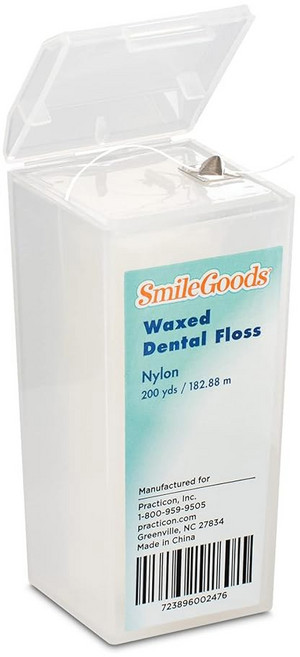 프랙티콘 스마일굿즈 언왁스 200야드 치실 파쇄 저항성 나일론 코팅되지 않음 왁스 없음 1팩, Waxed Unflavored_1, 1개