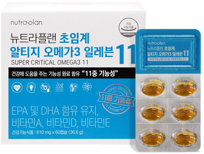 뉴트라플랜 초임계 알티지 오메가3 일레븐 1박스 rTG오메가 비타민D 비타민A, 60정, 1개
