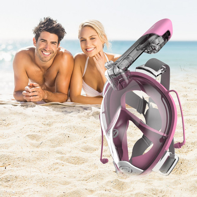 (무료 반품/교환) 듀얼브레서 어드벤스 V2 스노쿨링 마스크 풀페이스 마스크 스노클링 장비 스노우쿨링, 핑크 / 라지-엑스라지