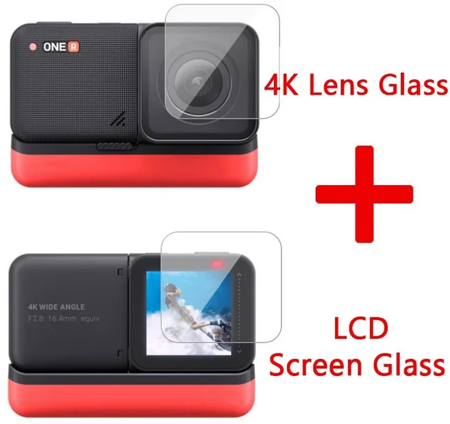 Insta360 One R/RS Twin 1인치 에디션 4K 액션 카메라 Leica 렌즈 LCD 보호 필름용 하드 유리 스크린 프로텍터 커버 케이스, 01 4K Lens and LCD, 01 For Insta360 one RS, 1개, 4K 렌즈 및 LCD