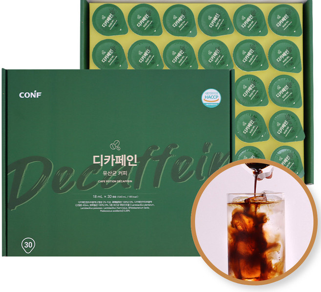 (코엔에프)프리미엄 디카페인 커피 유산균 액상캡슐 아메리카노 포션 선물세트 30개입, 18ml, 1개