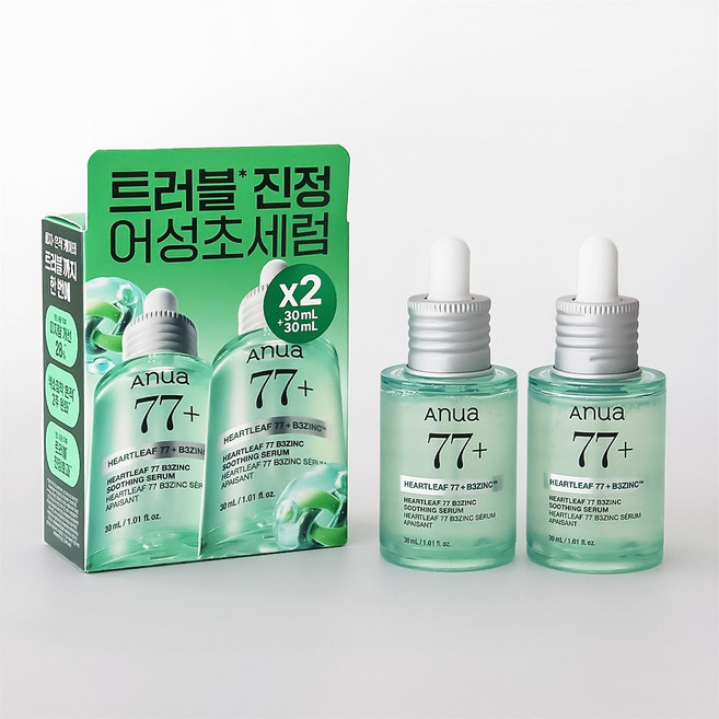 아누아 어성초 77 비3 징크 트러블 세럼, 2개, 30ml