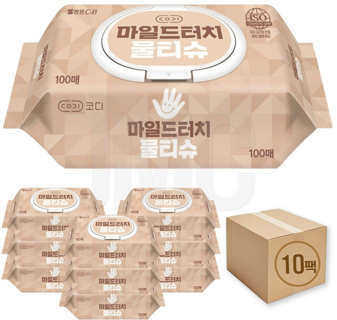코디 마일드터치 물티슈 캡형, 코디 마일드터치 물티슈 100매 10개, 10개, 100매