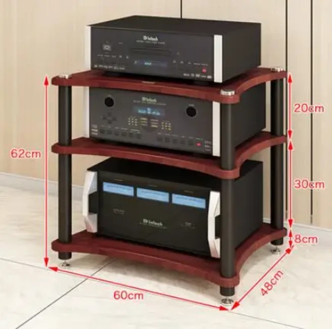 A-265 파워 앰프 랙 캐비닛 AV룸 장비 이동식 스피커 기기 충격 흡수 스탠드, 02 Teak 3 layer
