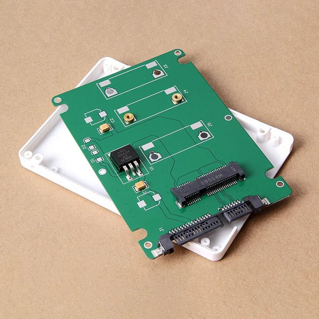 MSATA to SATA 3.0 인클로저 mSATA 외장 SSD 케이스 미니 SSD to 2.5 인치 SATA3 22 핀 컨버터 어댑터 카드, 02 White, 1개