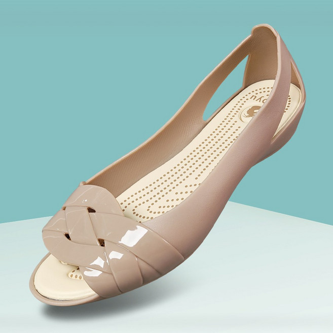 마마슈 여성 젤리 토오픈 플랫 단화 경량 여름 휴가 SJ12