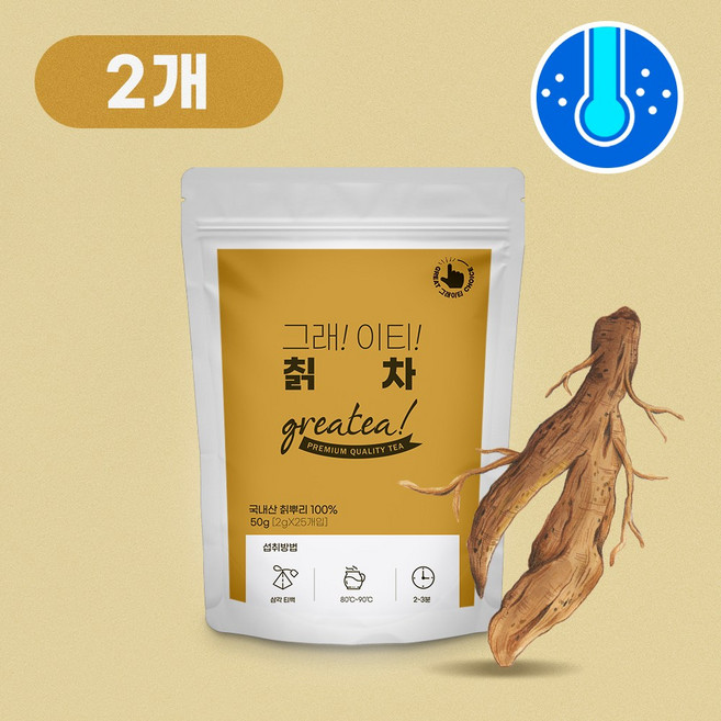 그래이티 저온로스팅 찬물에도 잘녹는 칡차 삼각티백, 2개, 25개입, 2g