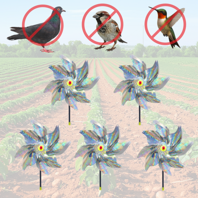 조류 새 비둘기 참새 퇴치 바람개비 반사테이프, 실버5개