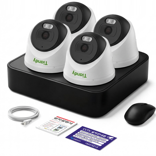 [24시간 풀컬러] 티앤디 200만화소 야간칼라 PoE IP CCTV 카메라 녹화기 풀세트 HDD 포함, 실내카메라 4대세트, HDD X, 1개