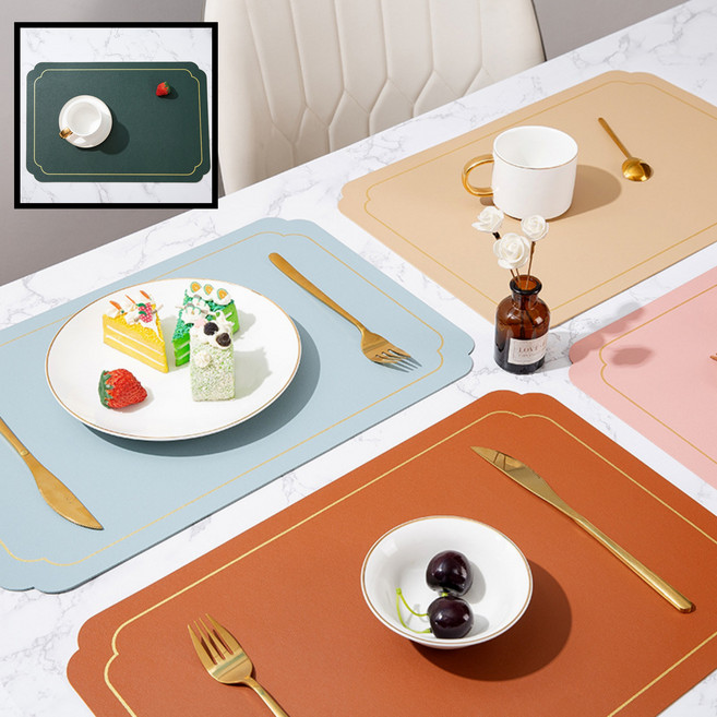 디아쿠아 북유럽 스타일 레스토랑 2개 세트 테이블 더블라운드 식탁매트, 그린, 1세트