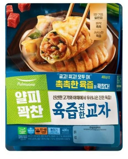 풀무원 얄피꽉찬 육즙진한 교자 만두, 400g, 1세트