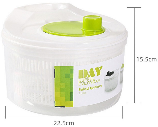 DAY USEFUL EVERYDAY 蔬菜沙拉脫水機 廚房手搖旋轉瀝水器, 1個, 3 升脫水器