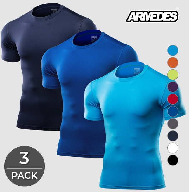 아르메데스 언더레이어 쿨티셔츠 베이스레이어 컴프레션 테크핏 반팔 3매