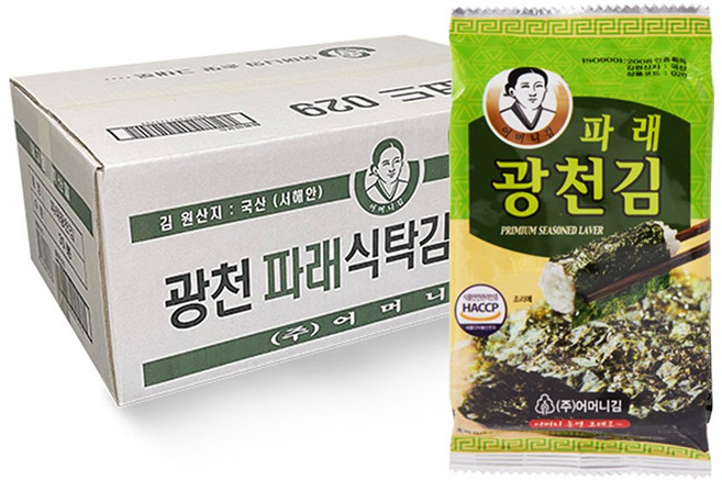 광천어머니김 파래식탁김, 15g, 1박스