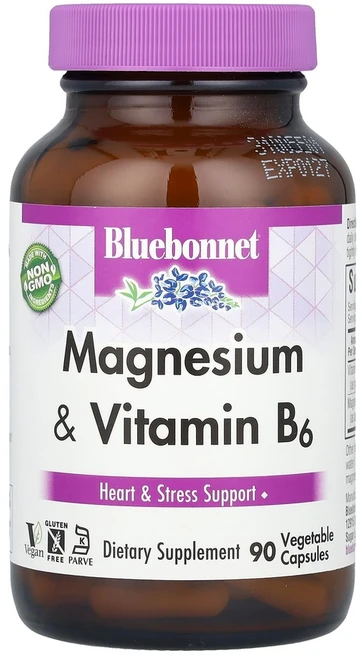 블루보넷 뉴트리션 마그네슘 비타민B6 Magnesium B6 400mg 90베지캡슐, 1개, 90정 - 쿠팡