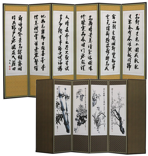 남원우리공예 추사 사군자 6폭제사병풍+제사용병풍커버 포함, 1개