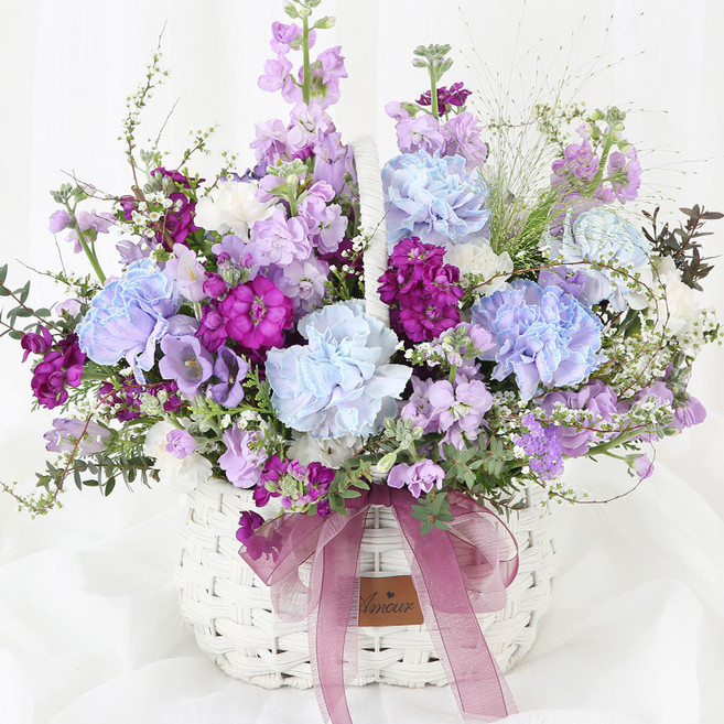 (오늘도착) 어버이날 카네이션 꽃바구니 생화 부모님선물 어버이날선물 카네이션꽃바구니 효도선물 부모님꽃선물 당일꽃배달 [ST-A2048], 1개