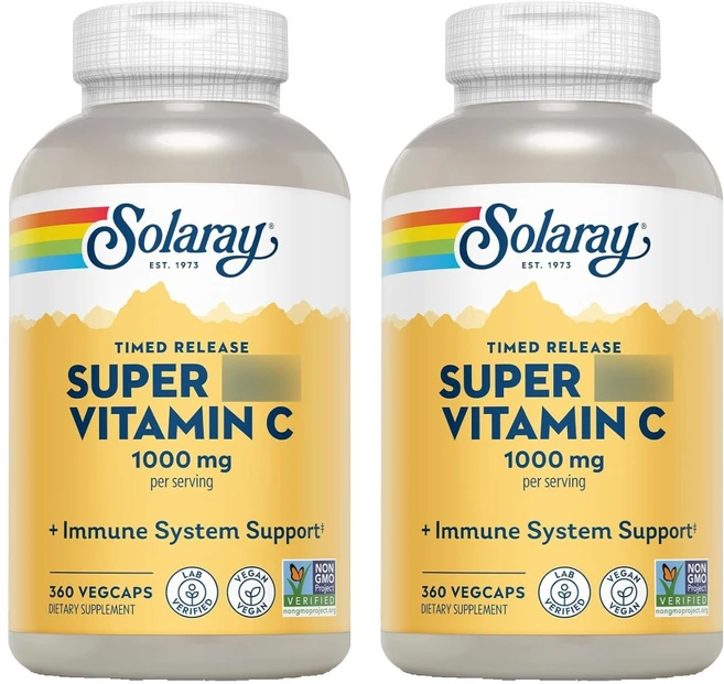 솔라레이 슈퍼 비타민 C 버퍼드 베지캡, 2개, 360정 - 쿠팡