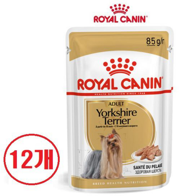 로얄캐닌 요크셔테리어 어덜트 파우치 85g, 12개