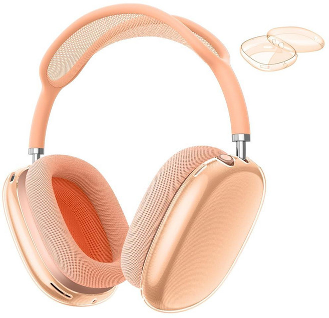 Fintie AirPods Max 헤드폰용 케이스 커버 부드러운 TPU 투명 스크래치 방지 보호 Max용 액세서리 스킨 보호기 (반짝이는 투명), Glittering Clear, 1개, 투명 오렌지