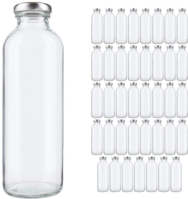공병상회 일자음료 유리병 1박스 실버캡, 40개, 500ml