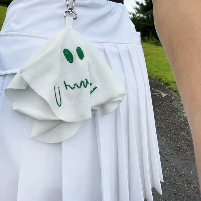 투솜 골프볼타월 볼타올 유령 골프공 타월 골프볼닦기 타올 필드용품 라운딩 귀여운 동반자 선물 볼수건, 화이트, 1개