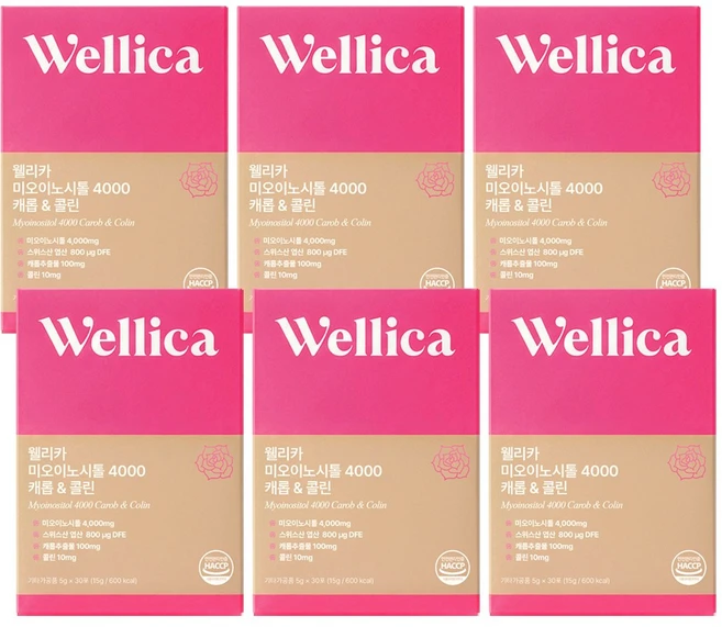 웰리카 프리미엄 미오이노시톨 4000 캐롭 & 콜린, 6개, 150g - 쿠팡