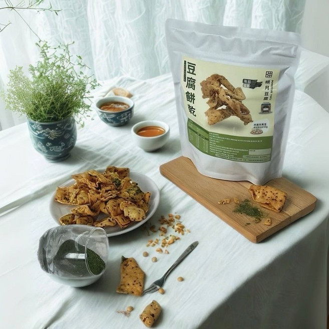 明月豆腐 豆腐餅乾 - 低卡健康零食 150g, 1個, 海苔