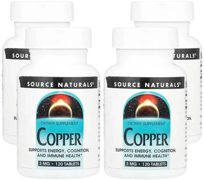 소스 내추럴 구리 3mg, 120정, 4개 - 쿠팡