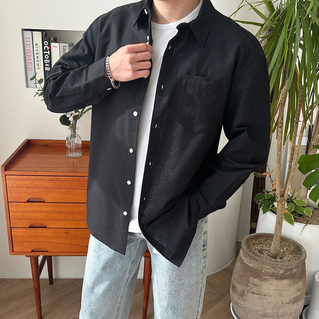 마르티 남성용 옥스포드 면 오버핏 빅사이즈 프리미엄 캐주얼 긴팔 남방 셔츠