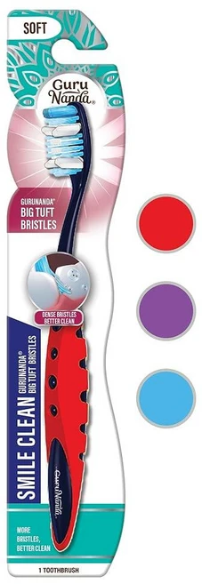 GuruNanda Smile Clean 칫솔 - 크고 부드러운 칫솔모 플라그를 깨끗하게 하고 치아를 미백하고 신선한 호흡을 돕습니다 성인 및 아동용 BPA 프리 브러시 1개, 1 Count (Pack of 1) - 쿠팡
