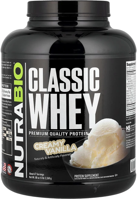 뉴트라바이오 NutraBio Classic Whey Protein Creamy Vanilla 5 lbs 2 268 g, 1 - 쿠팡